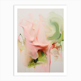 Pink And Green Abstract Raw Painting 2 Art Print