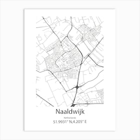 Naaldwijk,Netherlands Minimalist Map Art Print