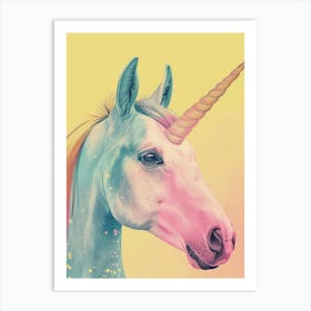 Pastel Unicorn Yellow Background Art Print
