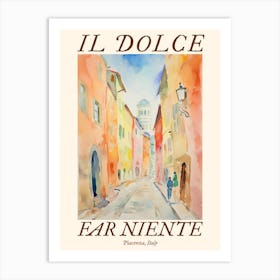 Il Dolce Far Niente Piacenza, Italy Watercolour Streets 1 Poster Art Print