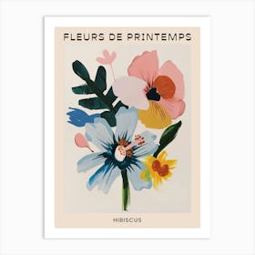 Spring Floral French Poster  Hibiscus 3 Art Print