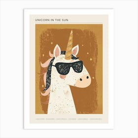 Unicorn With Sunglasses On Muted Pastel 2 Poster Art Print