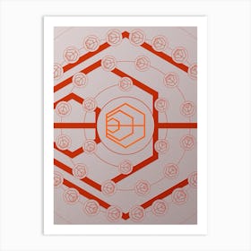Geometric Abstract Glyph Circle Array in Tomato Red n.0146 Art Print