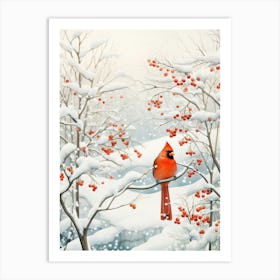 Winter Bird Painting Cardinal 4 Art Print