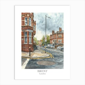 Brent London Borough   Street Watercolour 2 Poster Art Print