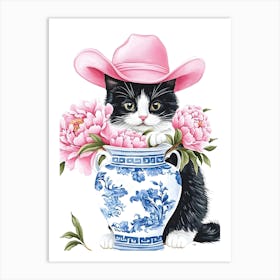 Cat In Pink Hat Art Print