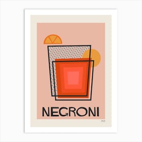 Negroni Retro Cocktail  Art Print