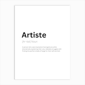 Artiste Definition Meaning Art Print