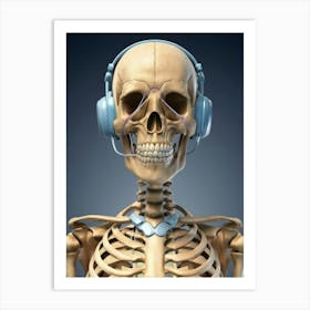 Skeleton With Headphones 8 Art Print