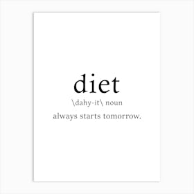 Diet Definition Poster - Dictionary Art Print