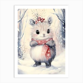 Kawaii Snow Bunny Art Print