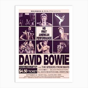 David Bowie 972 First American Concert Poster Art Print