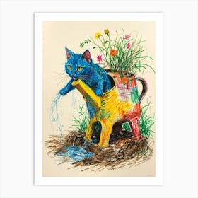 Watering Can Cat 1 Art Print