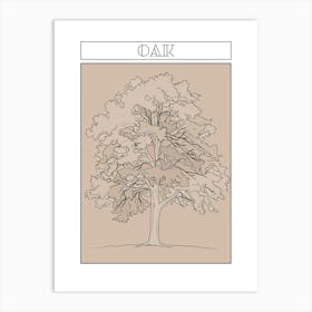 Oak Tree Minimalistic Drawing 3 Poster Art Print