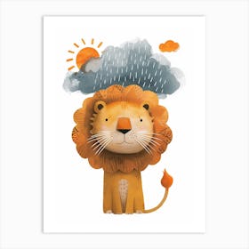 African Lion Facing A Storm Clipart 1 Art Print