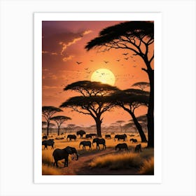 Sunset In The Savannah 7 Art Print