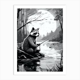 Raccoon By A Fishing River 2 Art Print