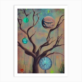 Clock In The Tree Art Print