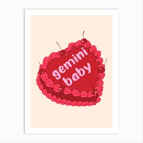 Gemini Baby Zodiac Cake Art Print