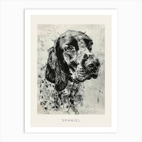 Spaniel Detailed Line Sketch 2 Poster Art Print