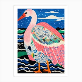 Maximalist Animal Painting Flamingo 2 Art Print