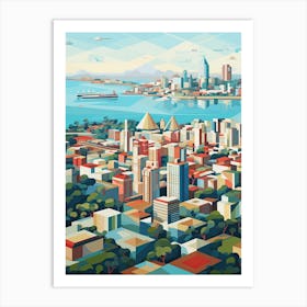 San Diego, Usa, Geometric Illustration 4 Art Print