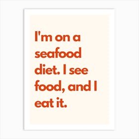 Seafood Diet Kitchen Typography Cream Red Art Print