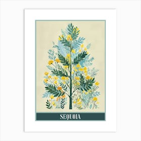 Sequoia Tree Flat Illustration 3 Poster Art Print