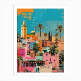 Morocco   Retro Collage Style 2 Art Print