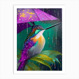 Hummingbird In Rain Abstract Still Life Art Print