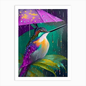 Hummingbird In Rain Abstract Still Life Poster