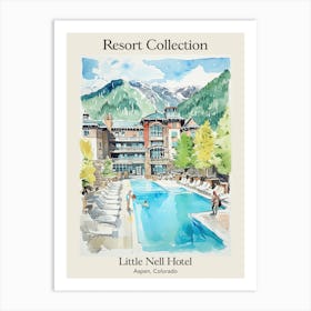 Poster Of Little Nell Hotel   Aspen, Colorado   Resort Collection Storybook Illustration 1 Art Print