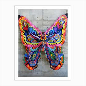 Beautiful Butterfly Colorful Huichol art Art Print
