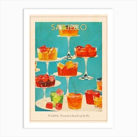 Retro Jelly Dessert Platter Illustration 2 Poster Art Print