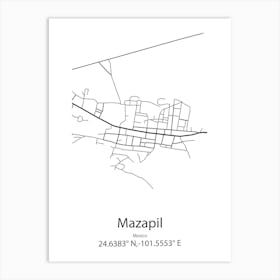 Mazapil,Mexico Minimalist Map Art Print