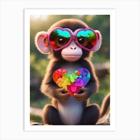 Monkey In Sunglasses Art Print