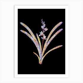 Stained Glass Boat Orchid Mosaic Botanical Illustration on Black n.0346 Art Print