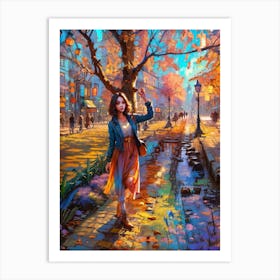 Girl In Autumn Art Print