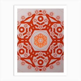 Geometric Abstract Glyph Circle Array in Tomato Red n.0036 Art Print