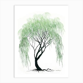 Willow Tree Pixel Illustration 1 Art Print