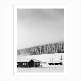 Mont Sainte Anne, Canada Black And White Skiing Poster Art Print
