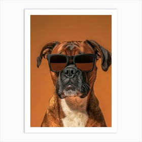 Boxer Close Up Bold And Edgy In Black Sunglasses Generated with AI Art Print