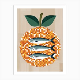 Sardines On An Orange Art Print