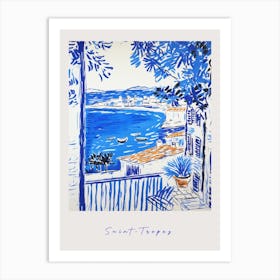 Saint Tropez France 4 Mediterranean Blue Drawing Poster Art Print
