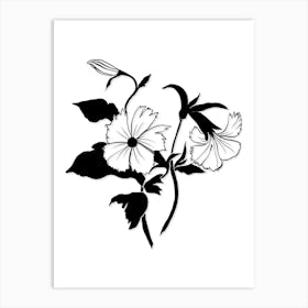 Black And White Flowers Minimal Art Print