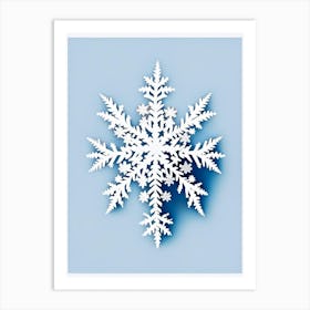 Fernlike Stellar Dendrites, Snowflakes, Retro Minimal 2 Art Print