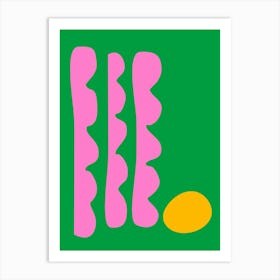 Cute Colorful Spring Green Pink and Yellow Abstract Matisse Inspired Shapes Art Print
