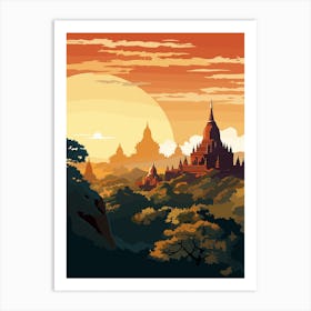 Sunset In Bagan - Myanmar Art Print