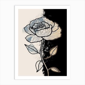 Line Art Roses Flowers Illustration Neutral 19 Art Print