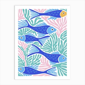 Blue Fishes Art Print